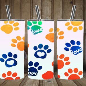 30oz animal paw watercolor tumbler